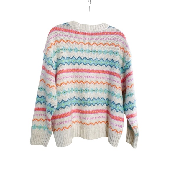 American Eagle Womens Crew Neck Knit Sweater Multi Color Zigzag Print NWT XL - Picture 3 of 8